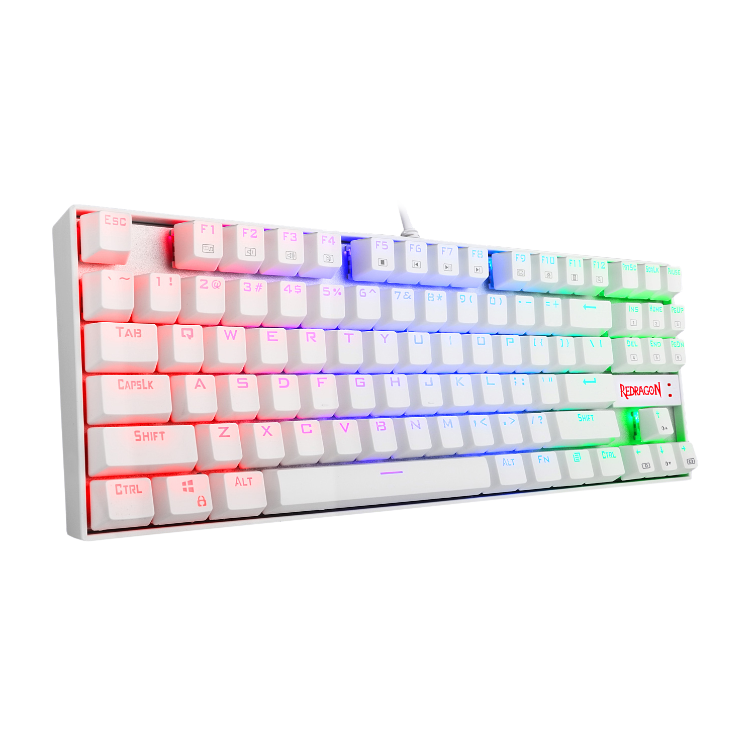 Teclado Redragon K552W Kumara Rgb Blanco Mecánico Español Switch Rojo
