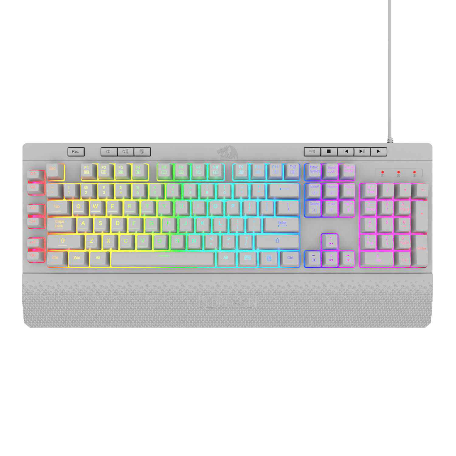 Teclado Redragon K512W Shiva Rgb Blanco Membrana Usb Español