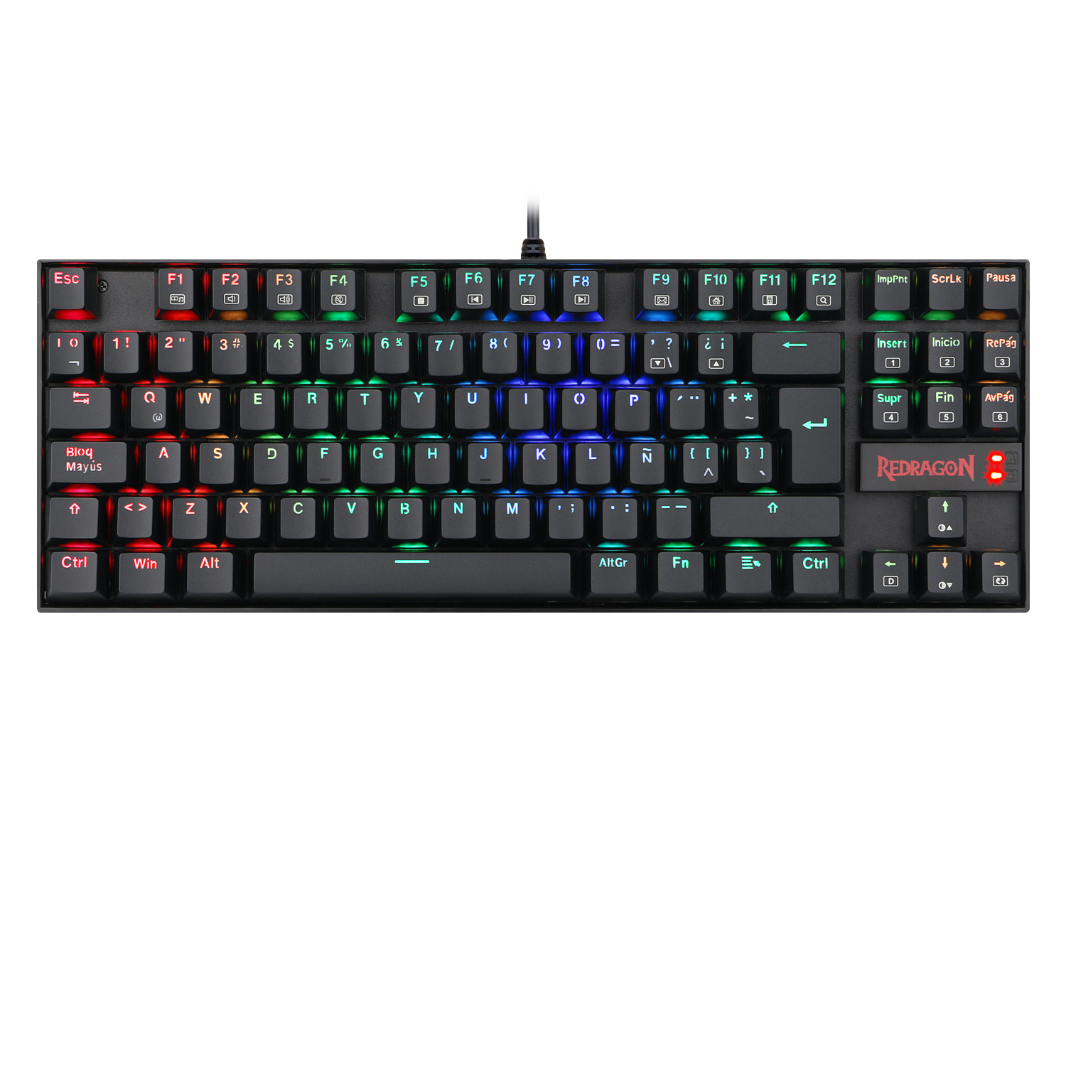 Teclado Redragon K552 Kumara Mecánico Rgb Negro Español Switch Rojo