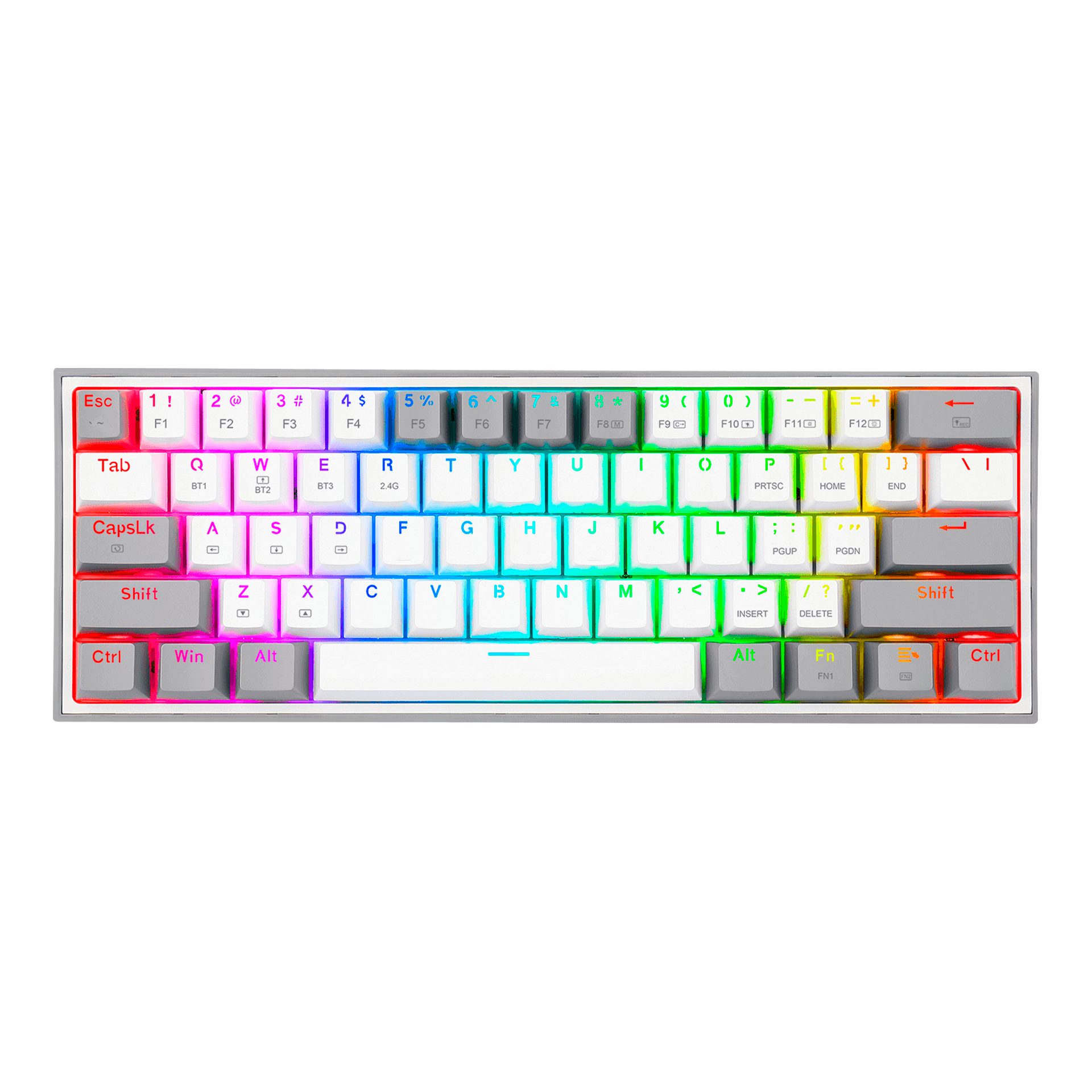 Teclado Redragon K616 Fizz Pro Blanco/Gris Rgb Mecánico Inalámbrico Ingles Switch Rojo