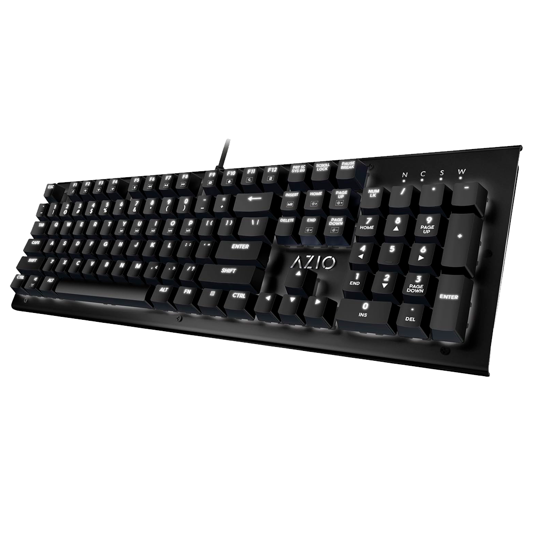 Teclado Azio Mk-Hue-Bk  Negro Mecánico Led Blanca  Switch Outemu Marron