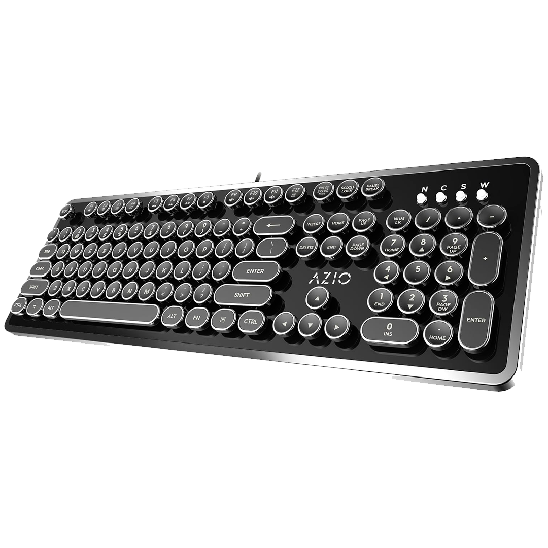 Teclado Azio Mk-Retro-01 Mecánico Diseño Retro Negro Switch Azul