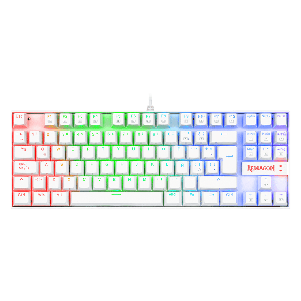 Teclado Redragon K552W Kumara Rgb Blanco Mecánico Español Switch Azul