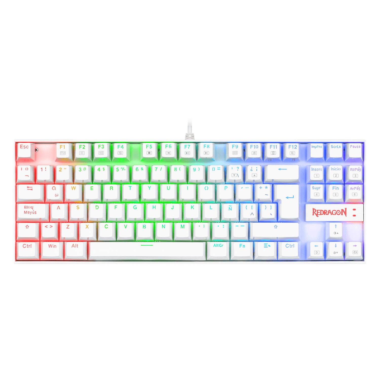Teclado Redragon K552W Kumara Rgb Blanco Mecánico Español Switch Azul