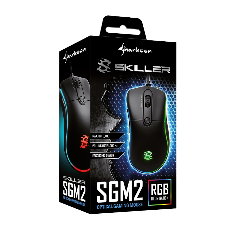 Mouse Sharkoon Skiller Sgm2 Gaming Rgb Optico Negro 6.400 Dpi