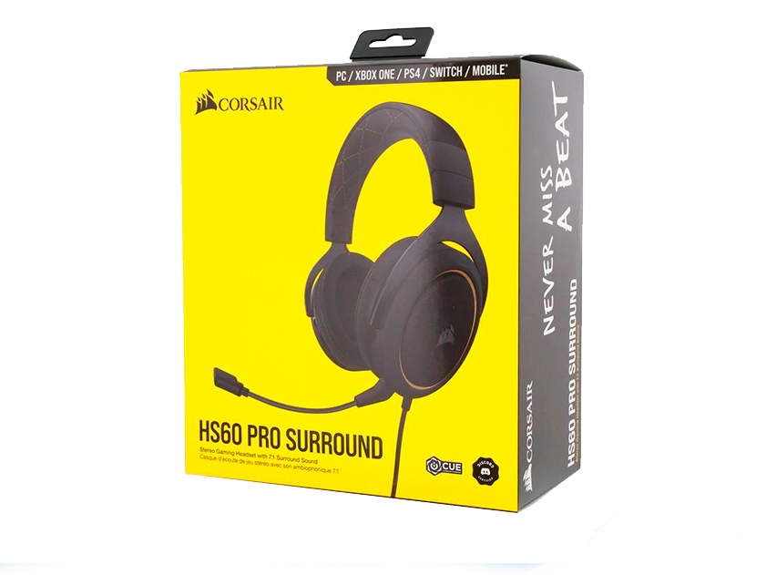 Audifono Corsair Hs60 Pro Amarillo 7.1 Envolvente 3,5 Mm