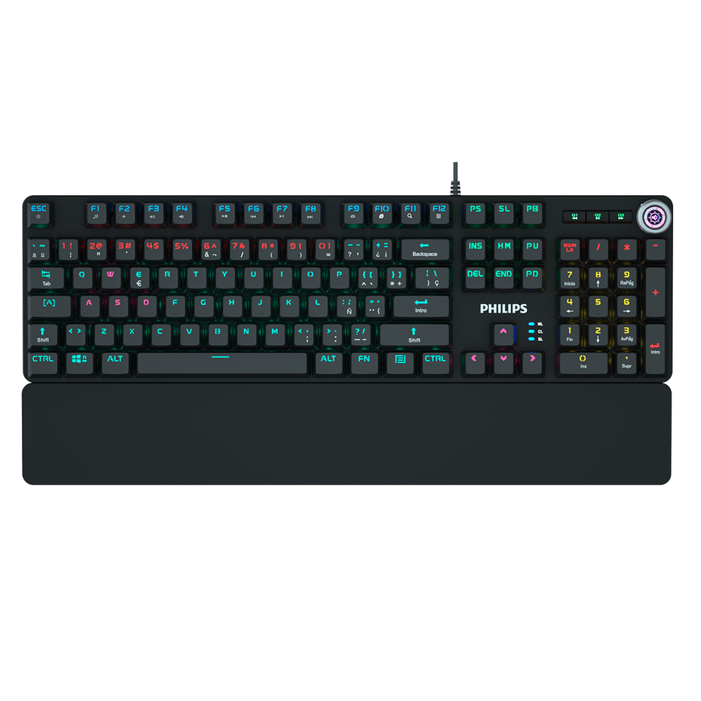 Teclado Philips G605 Rgb Mecánico Usb  Español Switch Azul