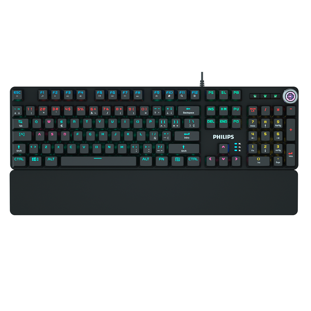 Teclado Philips G605 Rgb Mecánico Usb  Español Switch Azul
