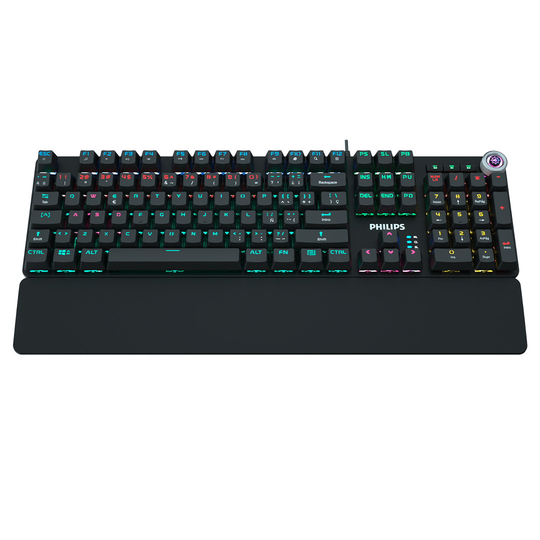 Teclado Philips G605 Rgb Mecánico Usb  Español Switch Azul
