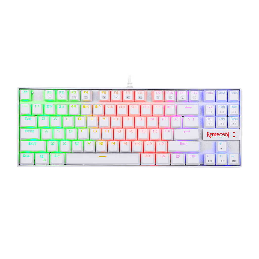 Teclado Redragon K552W Kumara Rgb Blanco Mecánico Español Switch Rojo