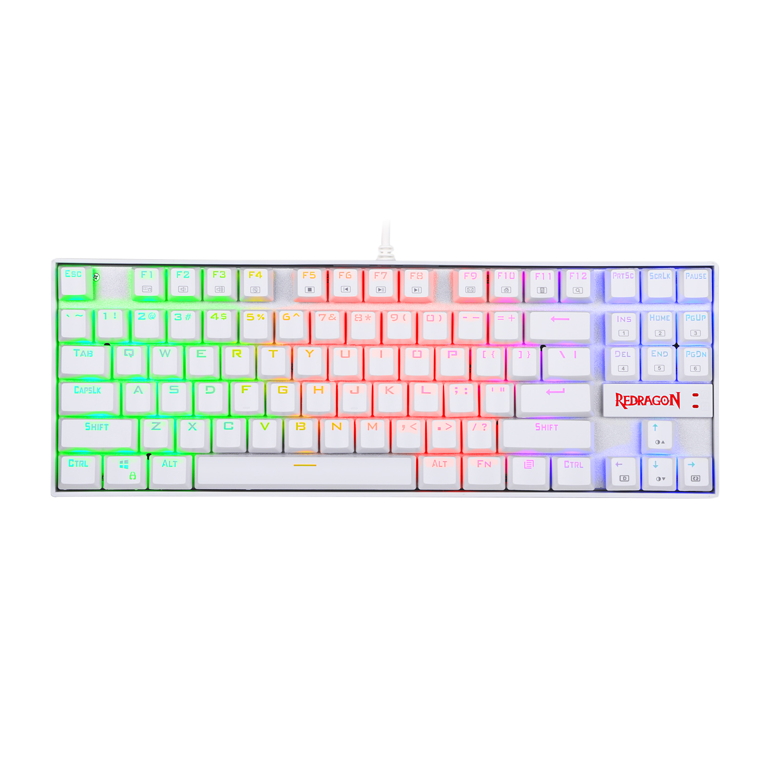 Teclado Redragon K552W Kumara Rgb Blanco Mecánico Español Switch Rojo