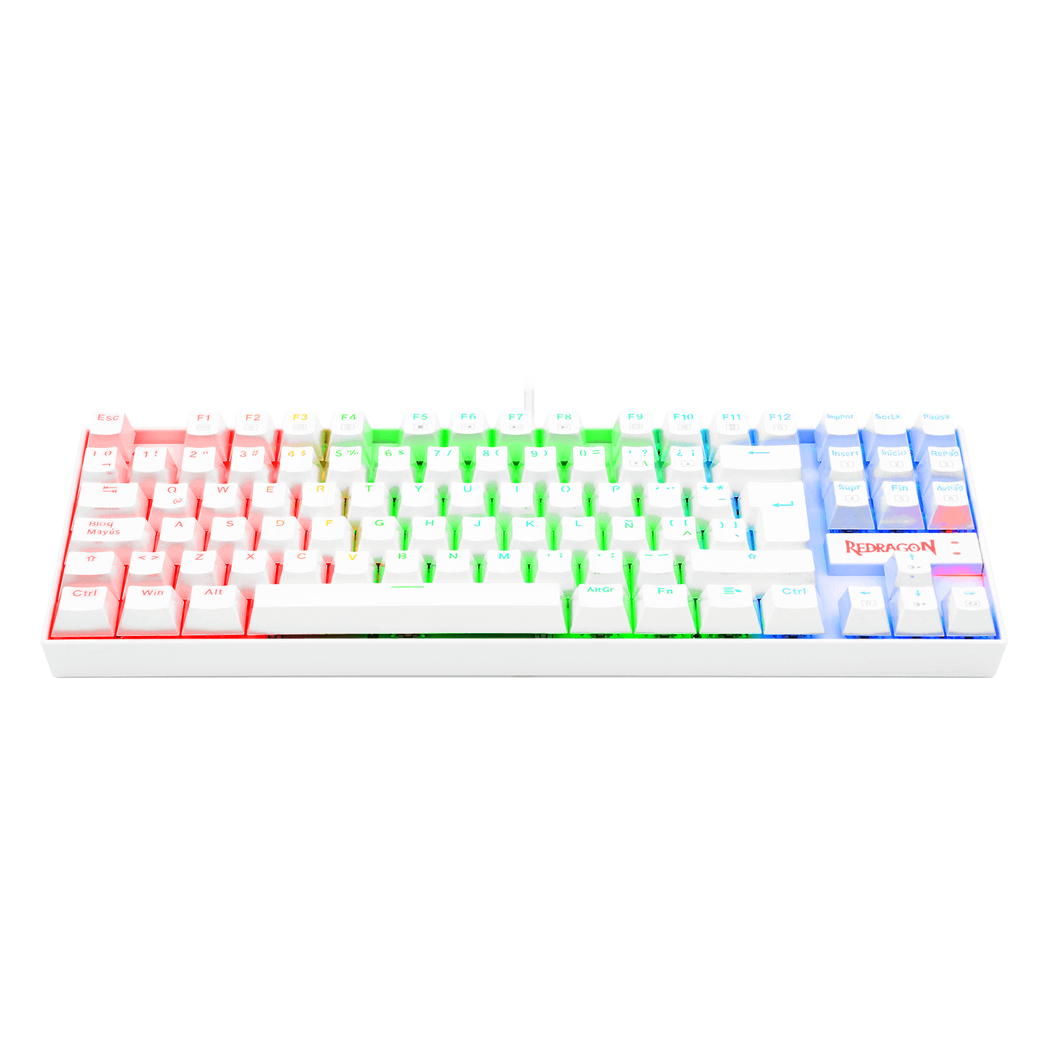 Teclado Redragon K552W Kumara Rgb Blanco Mecánico Español Switch Rojo
