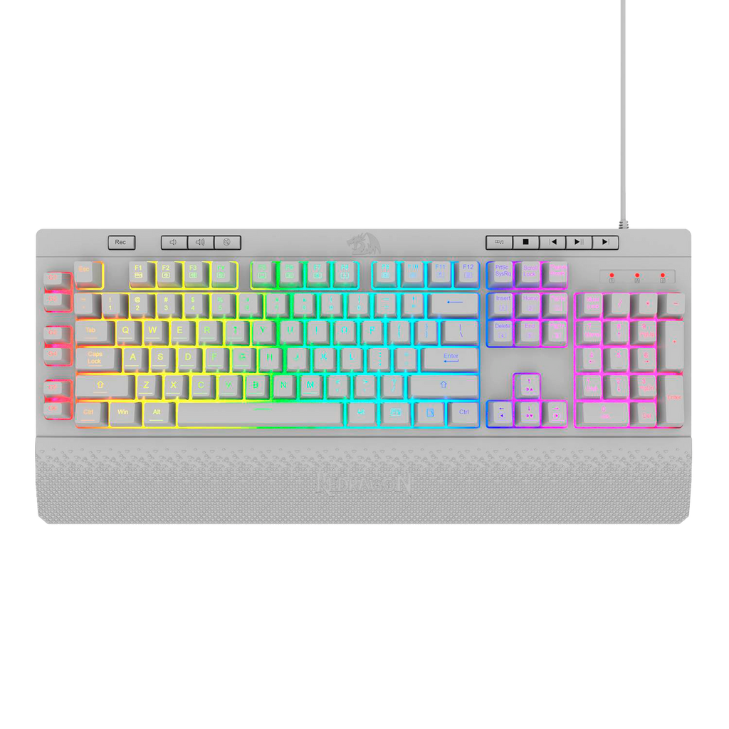 Teclado Redragon K512W Shiva Rgb Blanco Membrana  Usb Español
