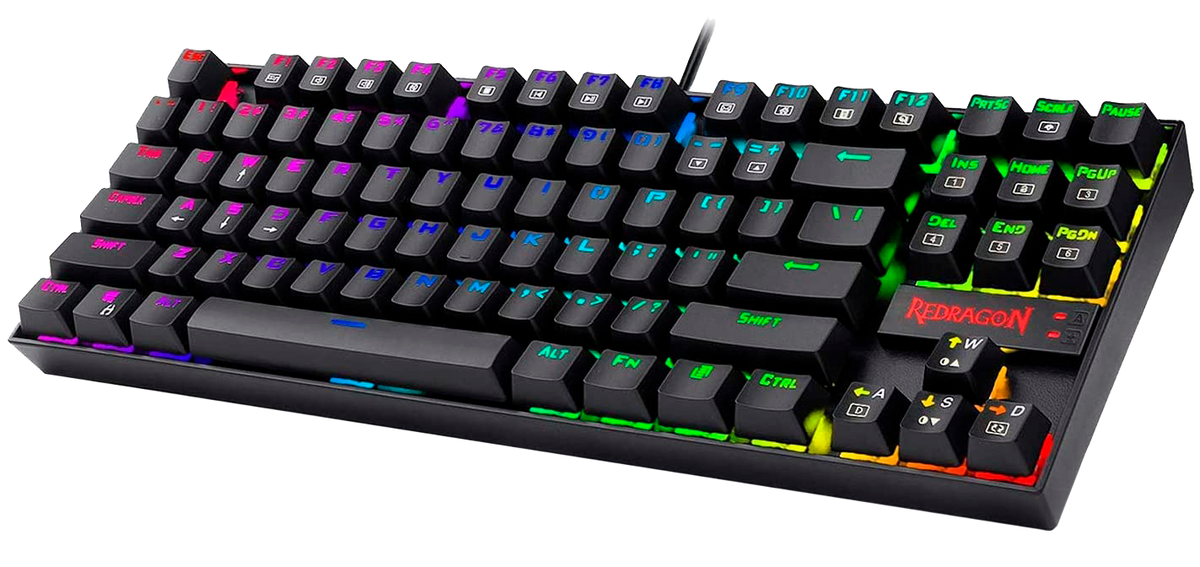 Teclado Redragon K552 Kumara Rainbow Mechanical Black Red Switch Español
