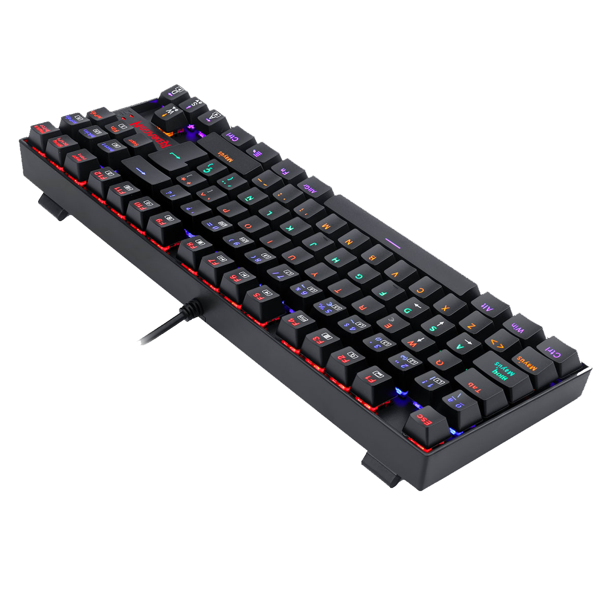 Teclado Redragon K552 Kumara Rainbow Mechanical Black Red Switch Español