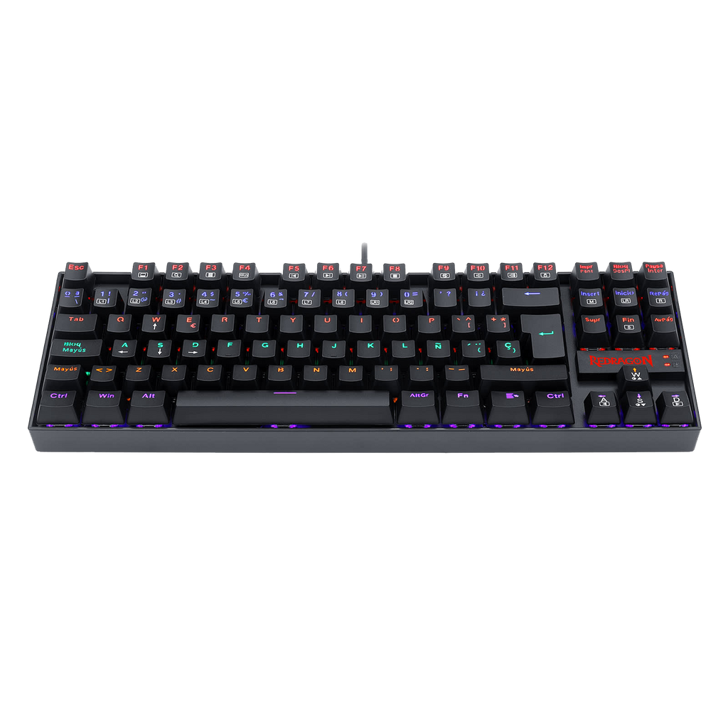 Teclado Redragon K552 Kumara Rainbow Mechanical Black Red Switch Español