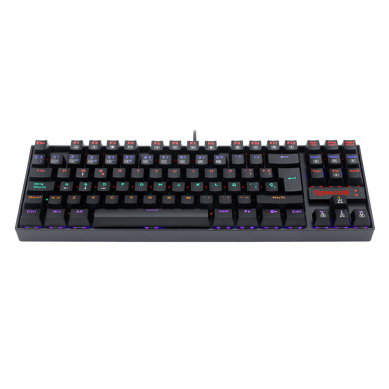 Teclado Redragon K552 Kumara Rainbow Mechanical Black Red Switch Español