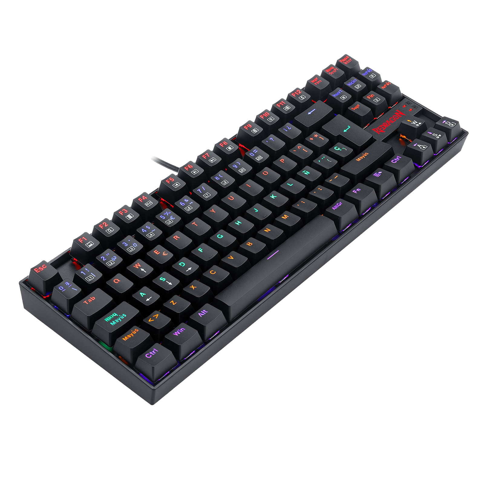 Teclado Redragon K552 Kumara Rainbow Mechanical Black Red Switch Español