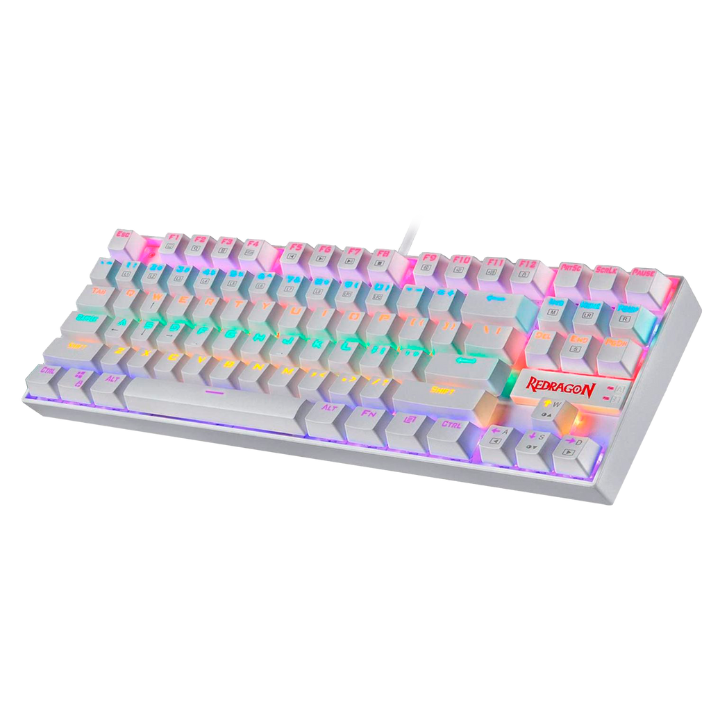 Teclado Redragon K552W Kumara Blanco Mecánico Arcoiris Español Switch Rojo