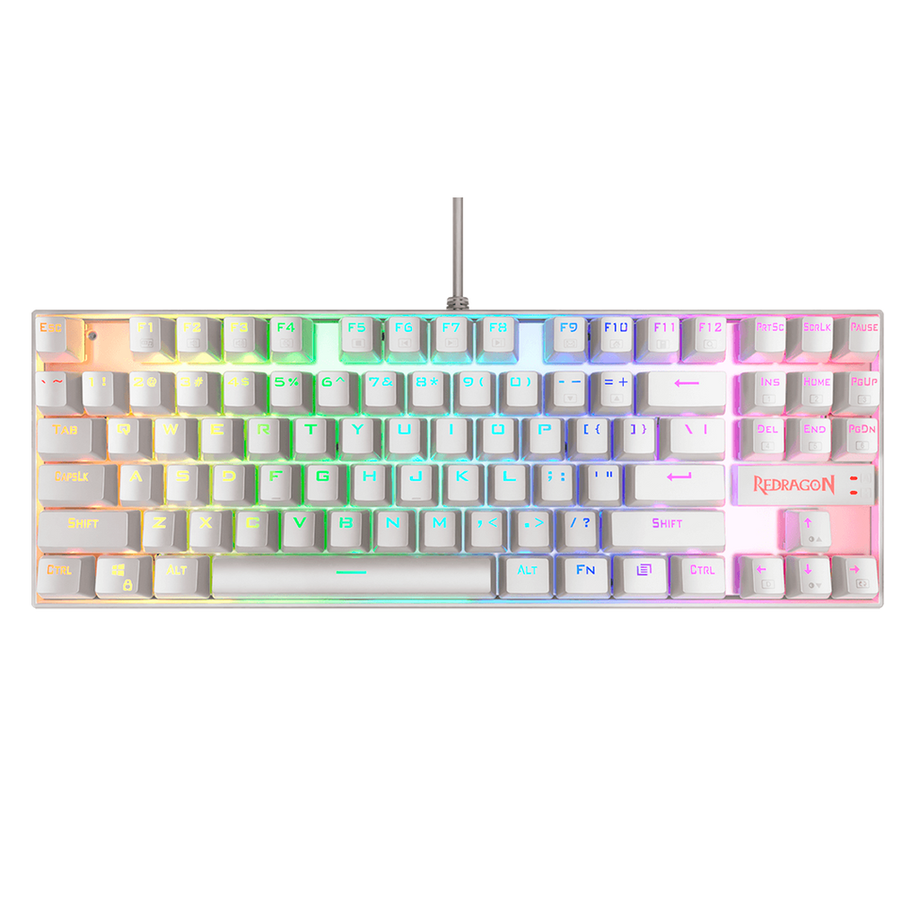 Teclado Redragon K552W Kumara Blanco Mecánico Arcoiris Español Switch Rojo