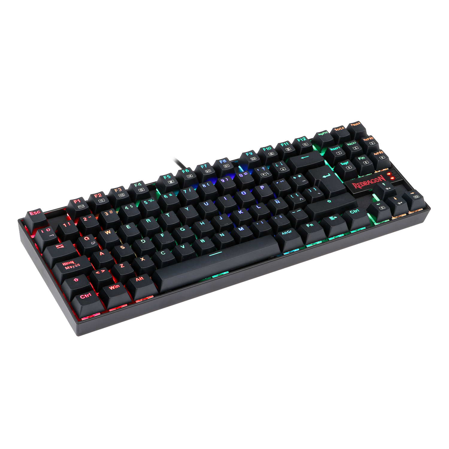 Teclado Redragon K552 Kumara Mecánico Rgb Negro Español Switch Azul