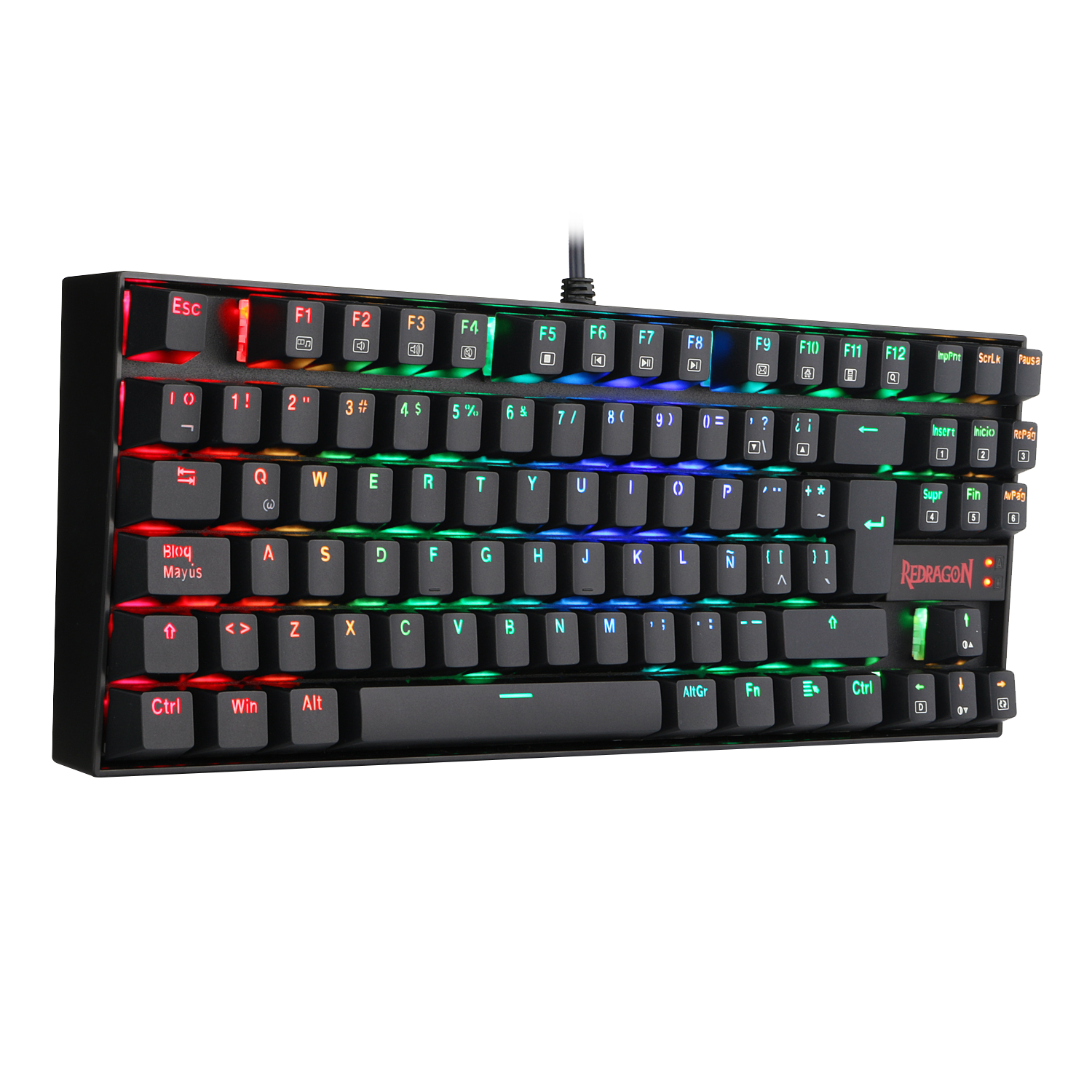 Teclado Redragon K552 Kumara Mecánico Rgb Negro Español Switch Rojo