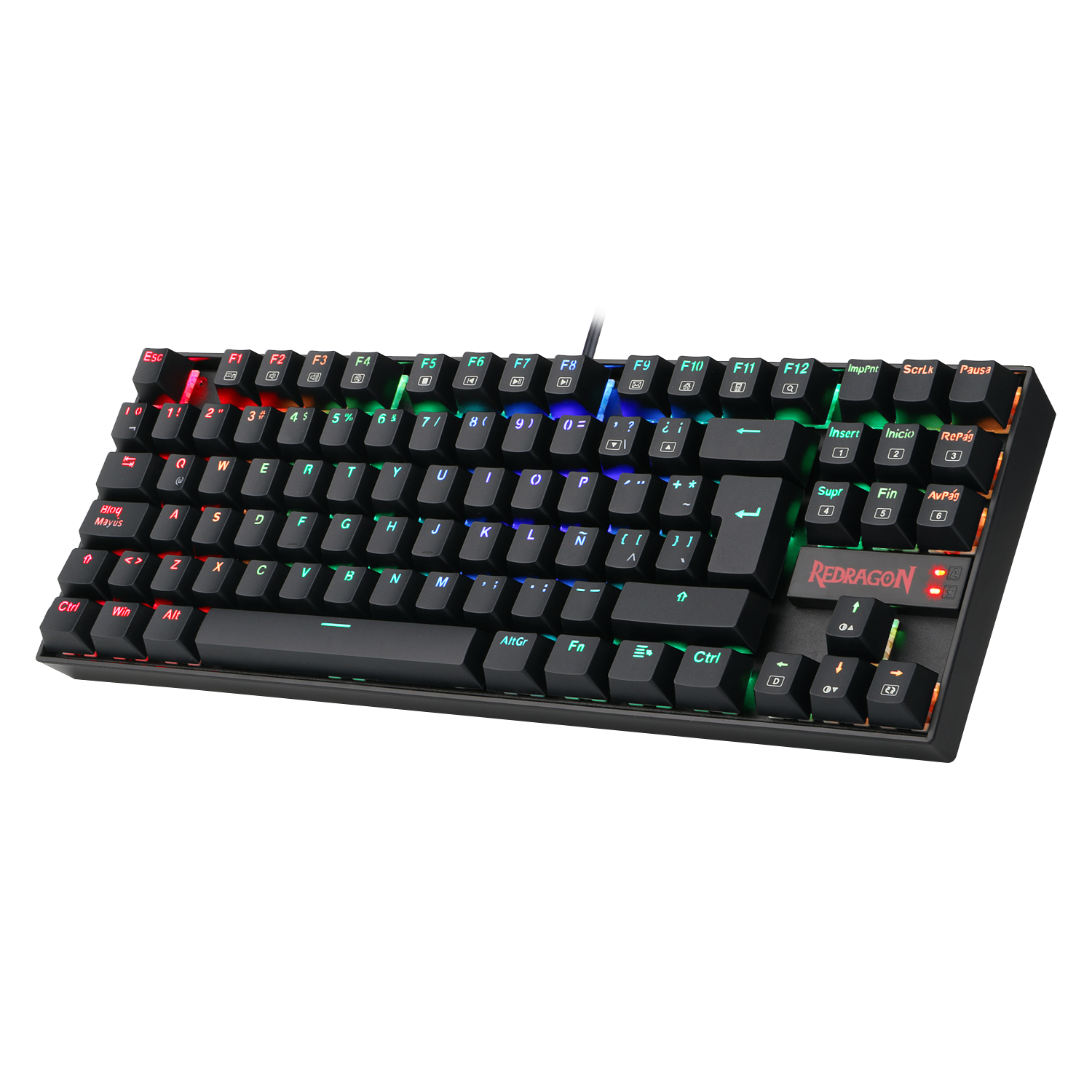 Teclado Redragon K552 Kumara Mecánico Rgb Negro Español Switch Rojo