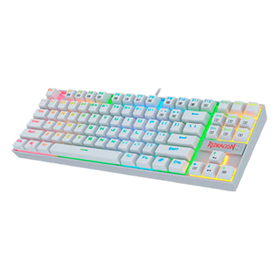 Teclado Redragon K552W Kumara Blanco Mecánico Rgb Ingles Switch Azul