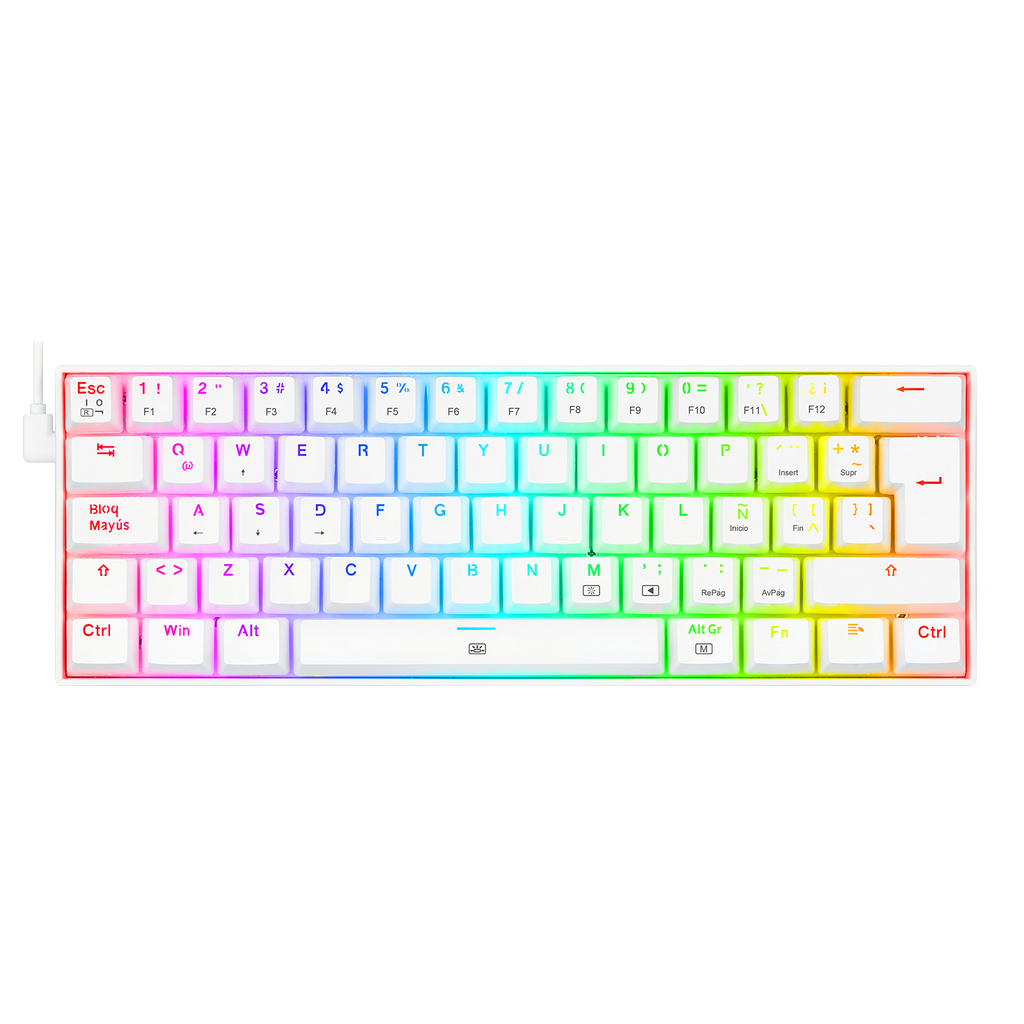 Teclado Redragon K630W Dragonborn Blanco Mecánico Led Roja  Switch Café