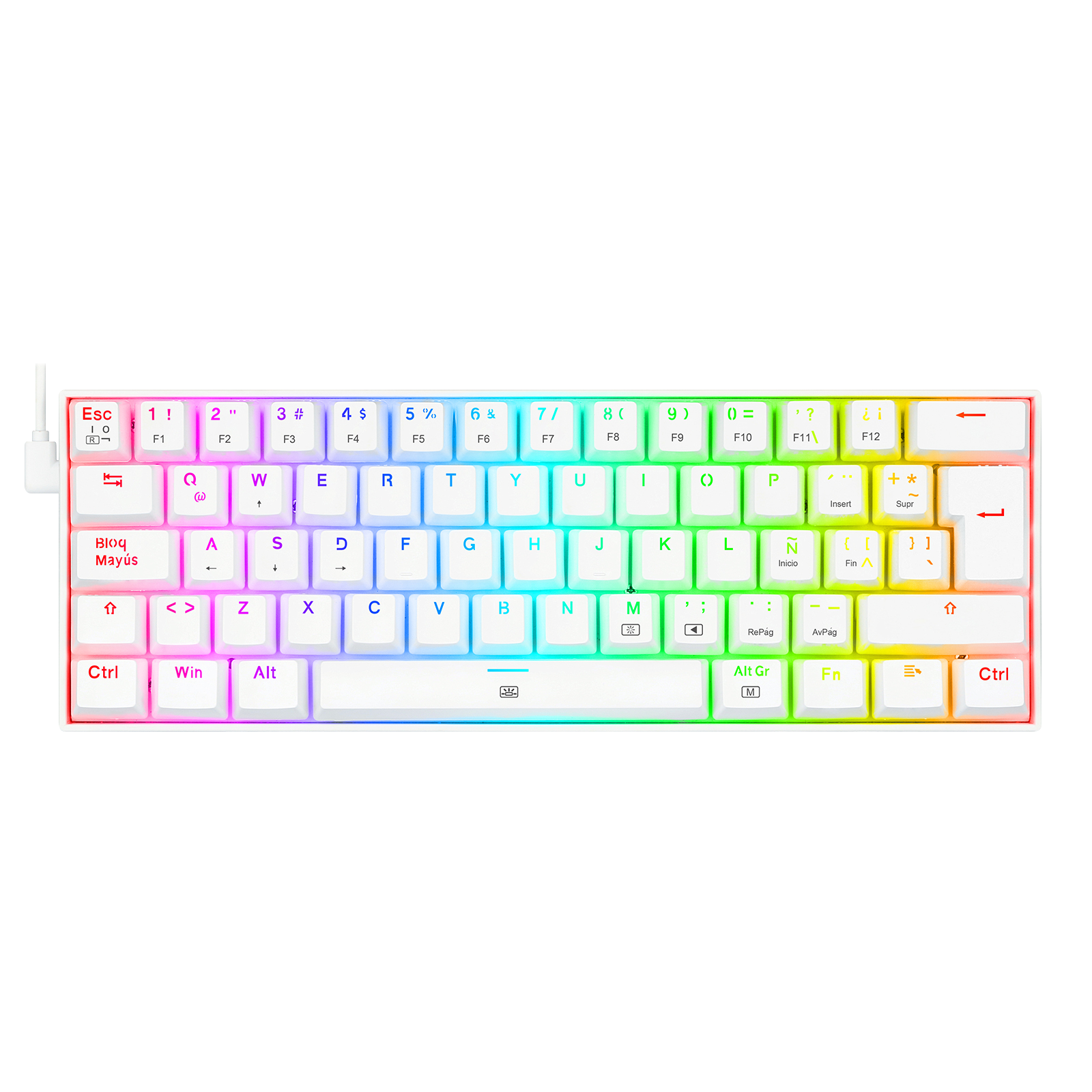 Teclado Redragon K630W Dragonborn Blanco Mecánico Led Roja  Switch Café