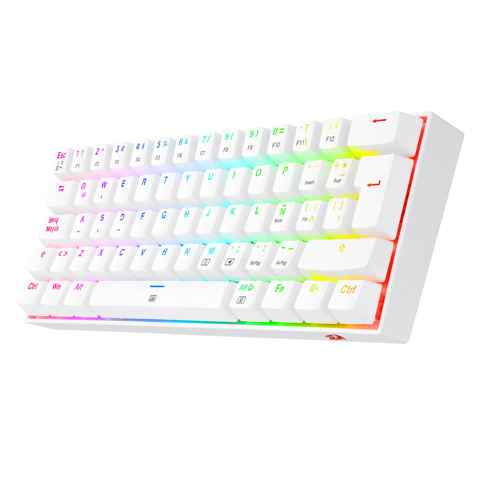 Teclado Redragon K630W Dragonborn Blanco Mecánico Led Roja  Switch Café
