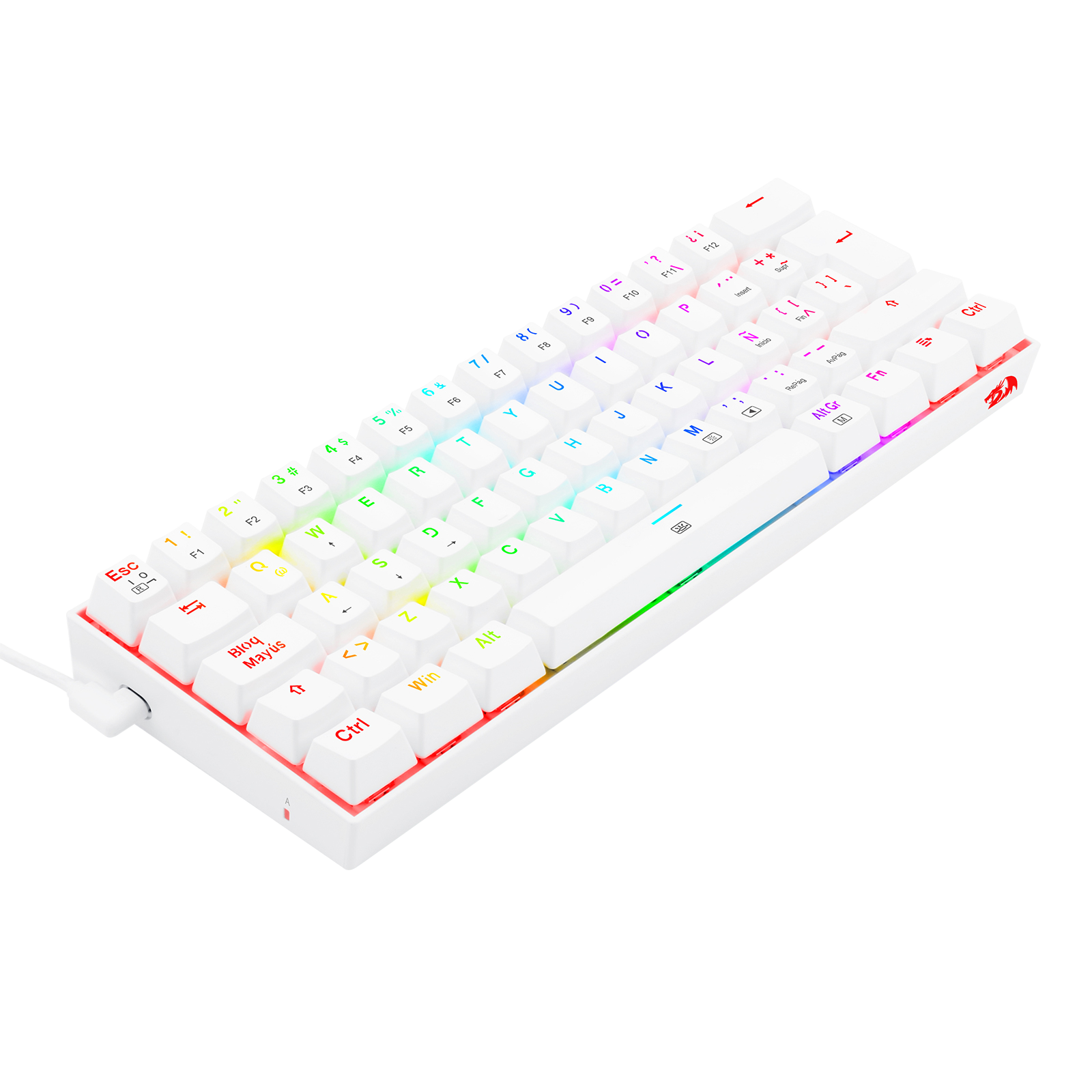 Teclado Redragon K630W Dragonborn Blanco Mecánico Led Roja  Switch Café