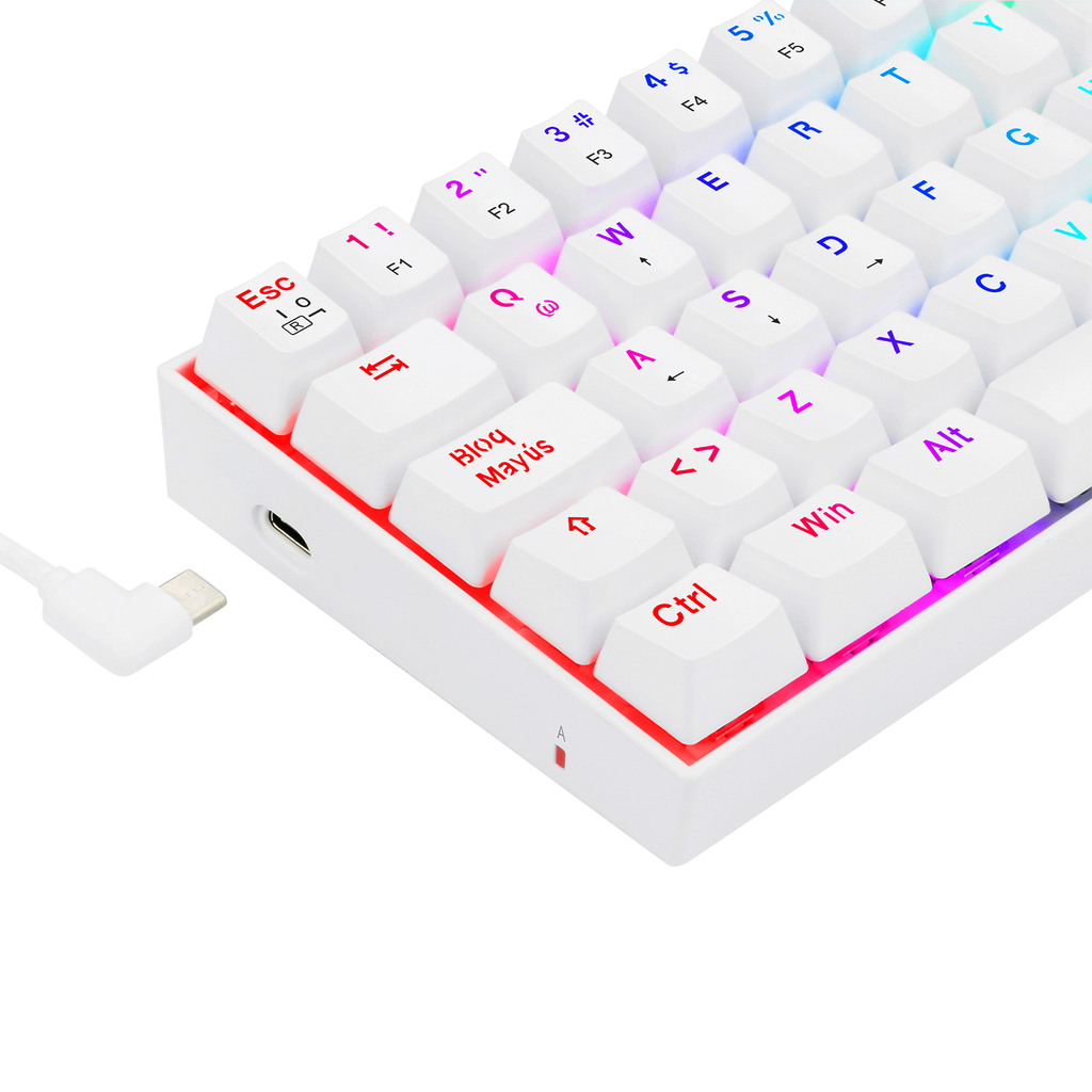 Teclado Redragon K630W Dragonborn Blanco Mecánico Led Roja  Switch Café