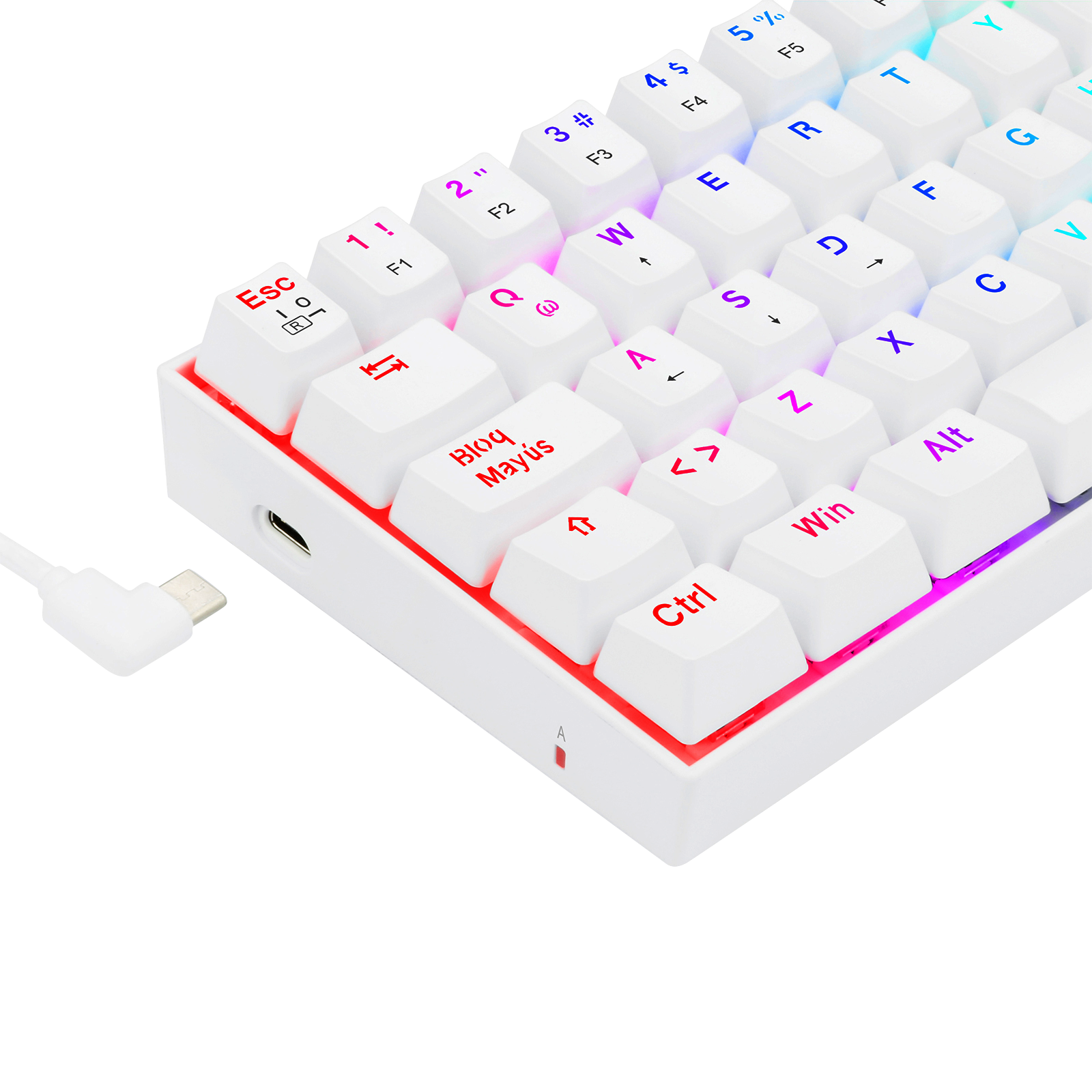 Teclado Redragon K630W Dragonborn Blanco Mecánico Led Roja  Switch Café