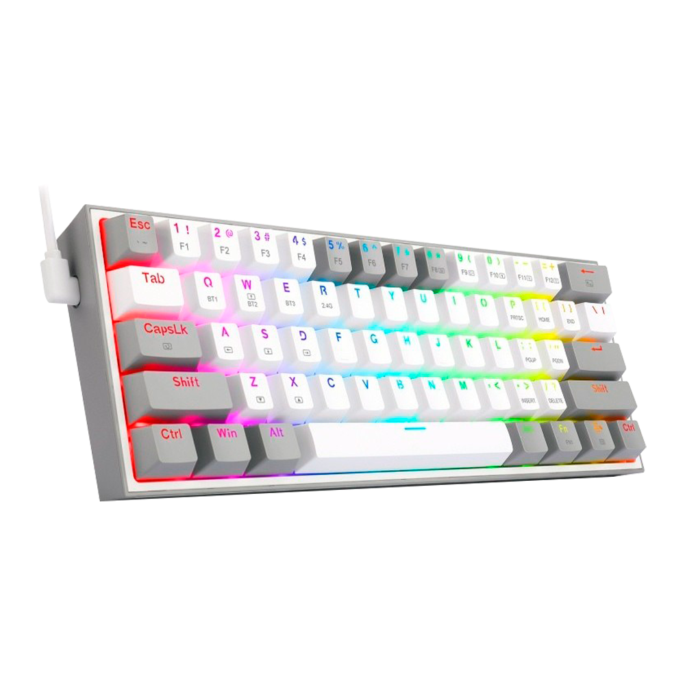Teclado Redragon K616 Fizz Pro Blanco/Gris Rgb Mecánico  Inalámbrico Ingles Switch Rojo