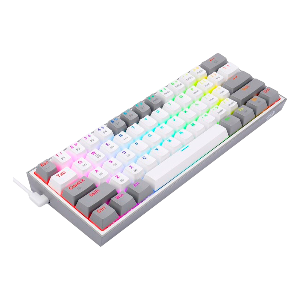 Teclado Redragon K616 Fizz Pro Blanco/Gris Rgb Mecánico  Inalámbrico Ingles Switch Rojo