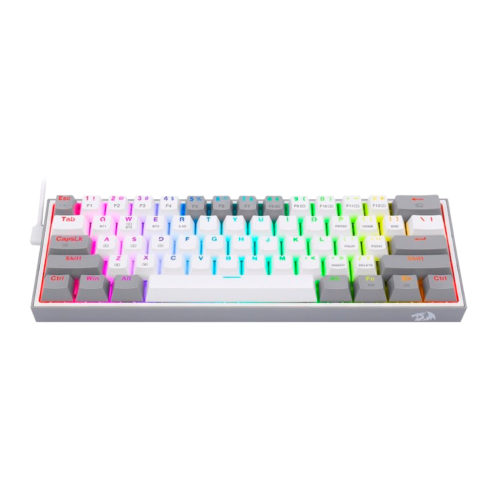 Teclado Redragon K616 Fizz Pro Blanco/Gris Rgb Mecánico  Inalámbrico Ingles Switch Rojo