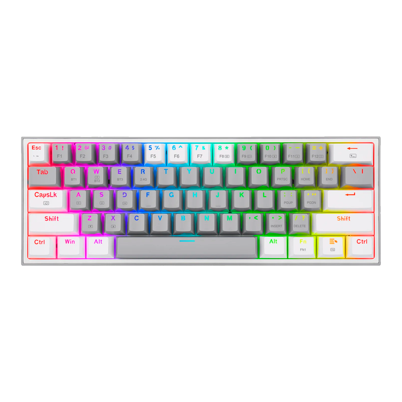 Teclado Redragon K616 Fizz Pro Gris/Blanco Rgb Mecánico Inalámbrico Ingles Switch Rojo