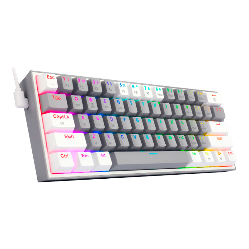 Teclado Redragon K616 Fizz Pro Gris/Blanco Rgb Mecánico Inalámbrico Ingles Switch Rojo