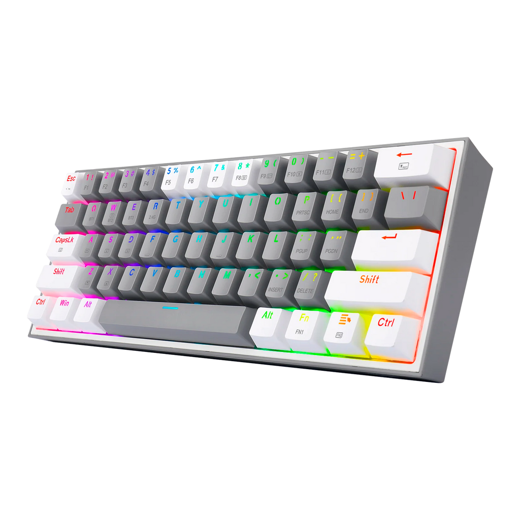 Teclado Redragon K616 Fizz Pro Gris/Blanco Rgb Mecánico Inalámbrico Ingles Switch Rojo