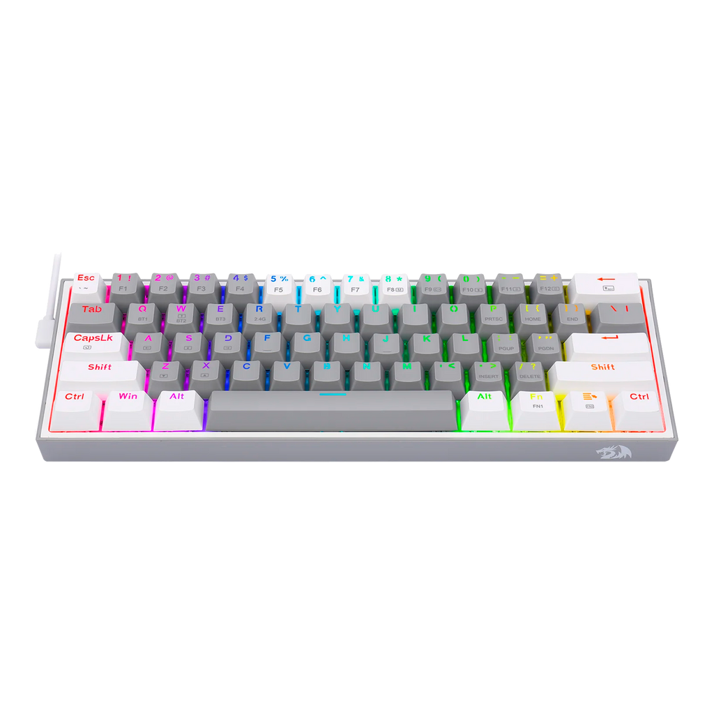 Teclado Redragon K616 Fizz Pro Gris/Blanco Rgb Mecánico Inalámbrico Ingles Switch Rojo