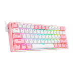 Teclado Redragon K616 Fizz Pro Rgb Blanco/Rosa Mecánico  Inalámbrico Ingles  Switch Rojo