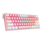 Teclado Redragon K616 Fizz Pro Rgb  Rosa/Blanco Mecánico Inalámbrico Ingles Switch Rojo