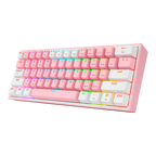 Teclado Redragon K616 Fizz Pro Rgb  Rosa/Blanco Mecánico Inalámbrico Ingles Switch Rojo