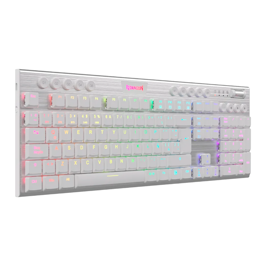 Teclado Redragon  Horus K619W Rgb Blanco Mecánico Usb Español Switch Rojo