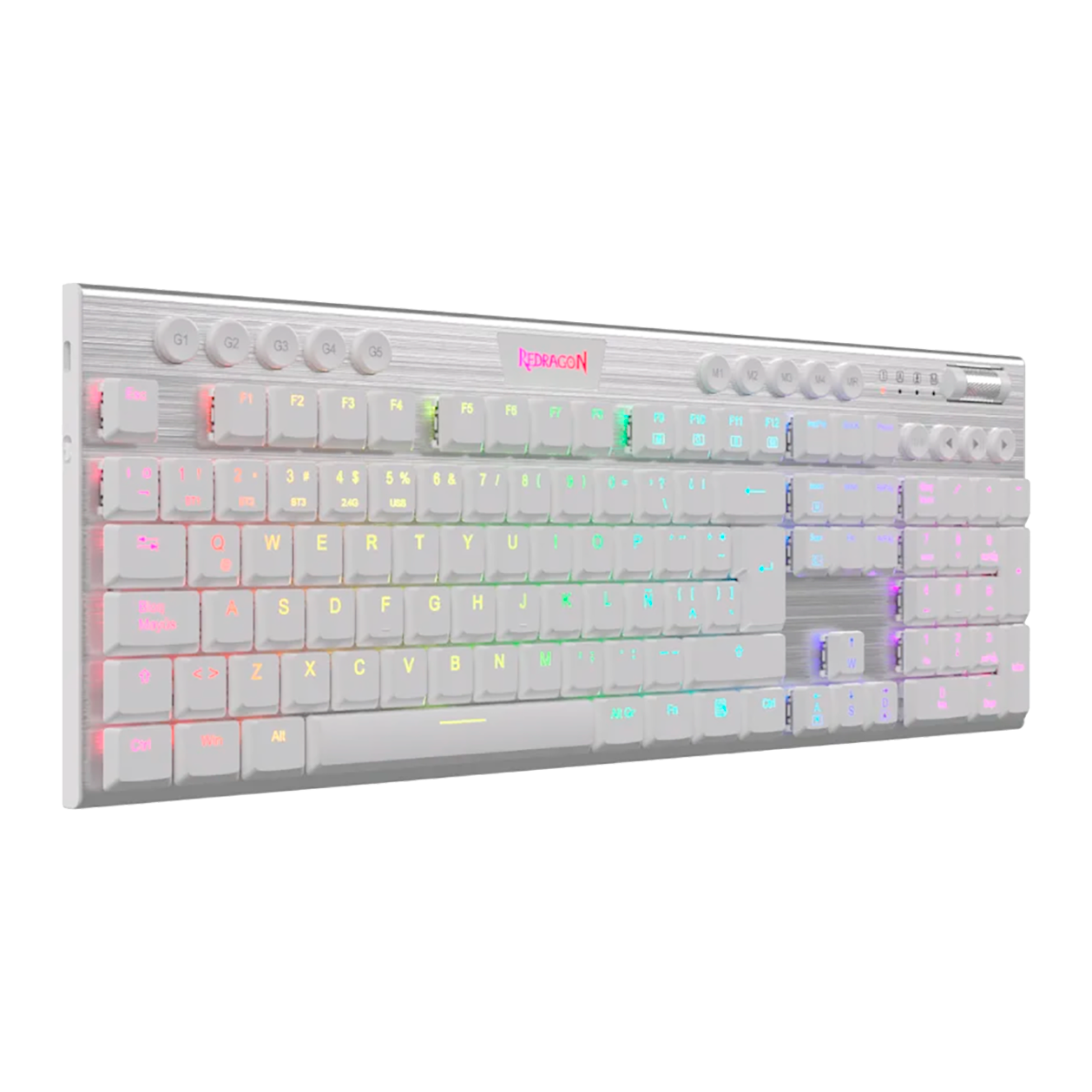 Teclado Redragon  Horus K619W Rgb Blanco Mecánico Usb Español Switch Rojo