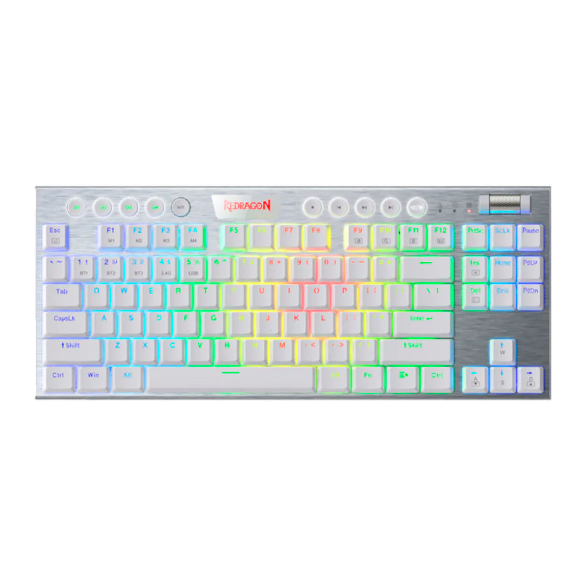 Teclado Redragon Horus K622W Tkl Rgb Blanco Mecánico Usb Español Switch Rojo