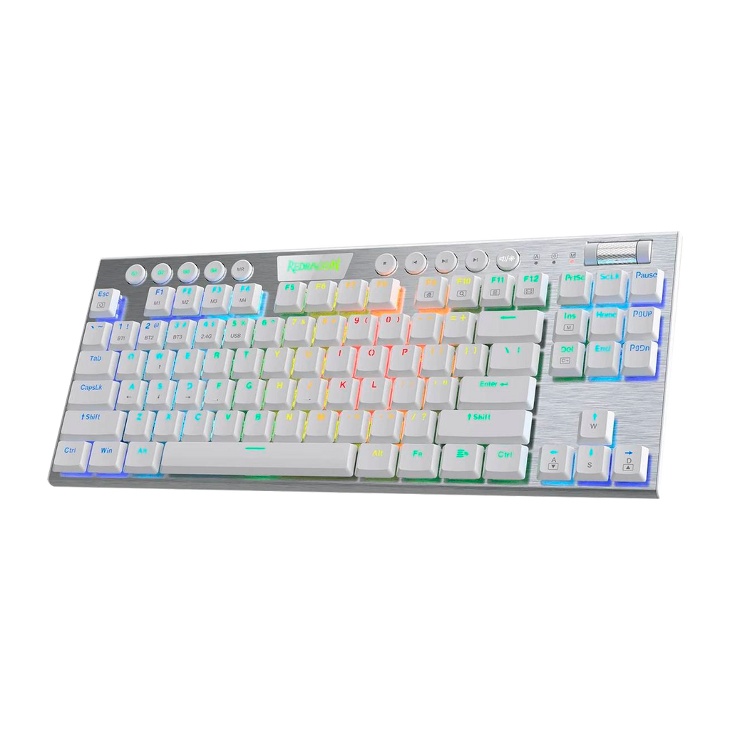 Teclado Redragon Horus K622W Tkl Rgb Blanco Mecánico Usb Español Switch Rojo