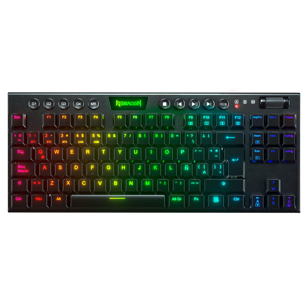 Teclado Redragon  Horus K621 Tkl  Rgb Mecánico Inalámbrico Español  Switch Rojo