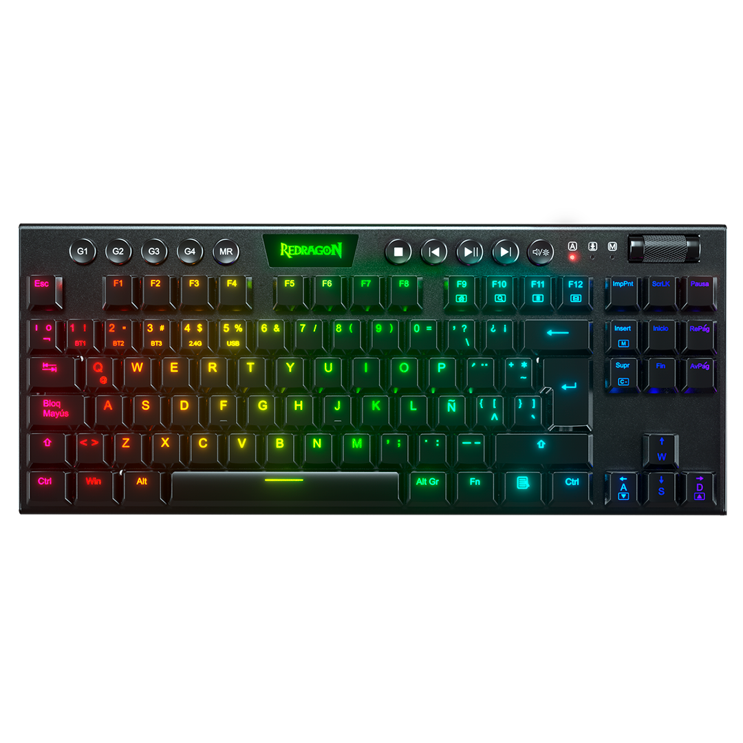 Teclado Redragon  Horus K621 Tkl  Rgb Mecánico Inalámbrico Español  Switch Rojo